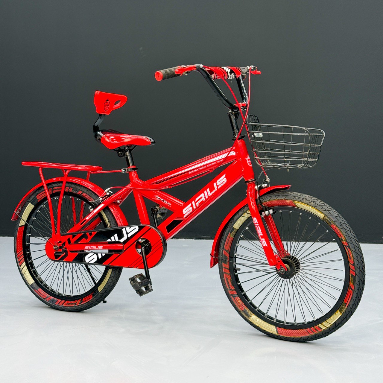 Series Kids Bicycle – Heavy-Duty Frame with Front Basket & Backrest Seat – Safe & Stable Ride Red