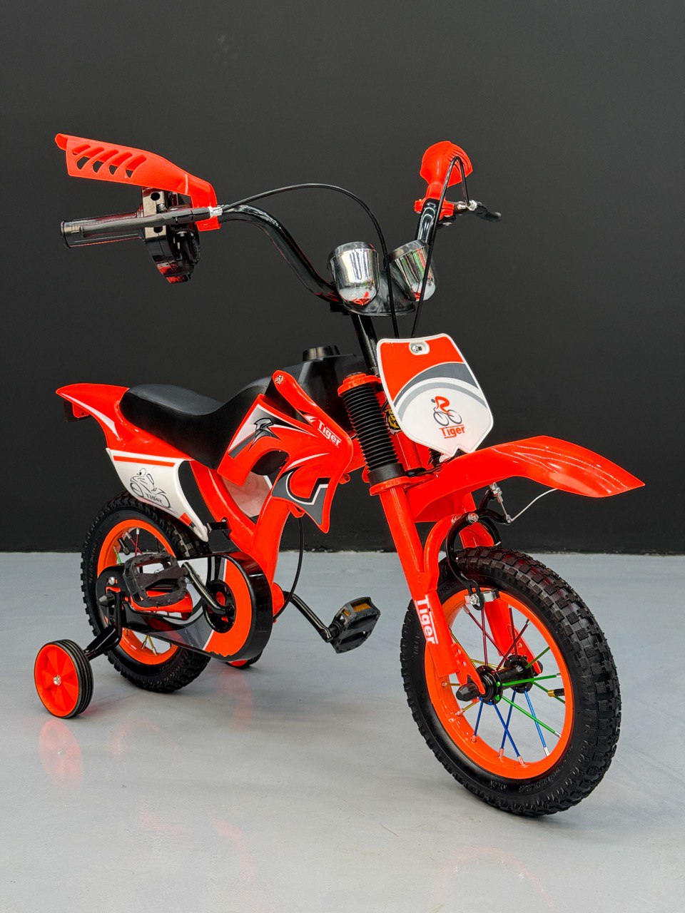 12-Inch Sporty Motorcycle-Style Bicycle for Ages 2-4 Years Orange