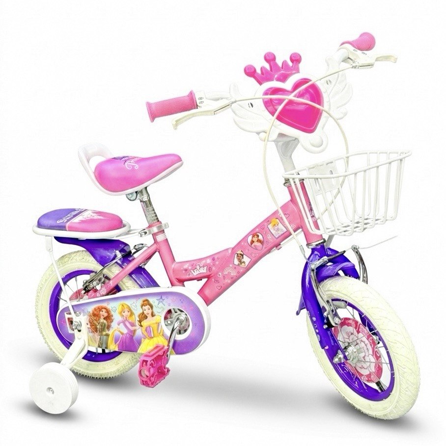 Princess Edition 12" Girls' Bike – With Front Basket & Training Wheels (Ages 2–5 Years)