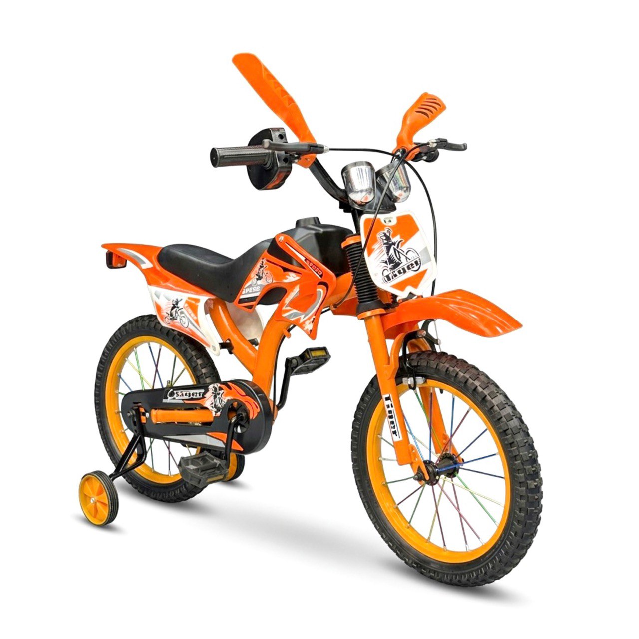 16-Inch Sporty Motorcycle-Style Bicycle for Ages 4-6 Years Orange