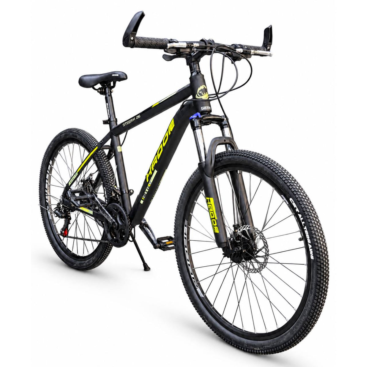 Hador Steer 26 Inch Mountain Bike – Aluminum Frame – 21 Speed – Lockout Front Suspension – Disc Brakes