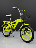 BMX Bike 20” – Strong Frame – Sport Rims – Front Basket – Rear Seat – Wide Tires Lime Green
