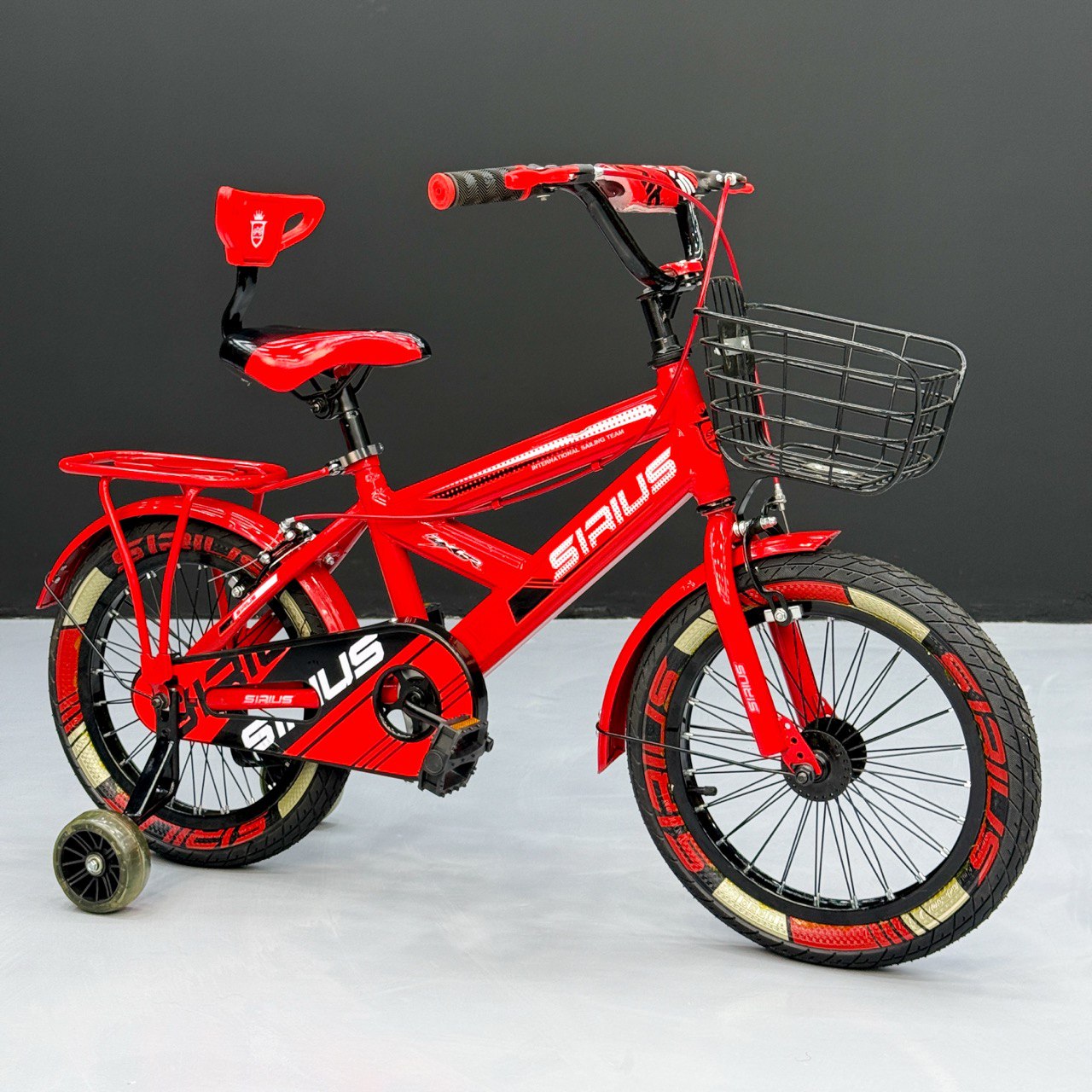 Series Kids Bicycle – Heavy-Duty Frame with Front Basket & Backrest Seat – Safe & Stable Ride Red