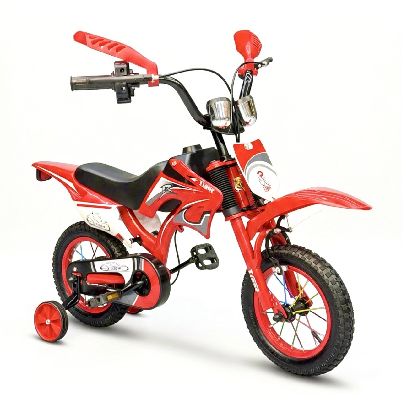 12-Inch Sporty Motorcycle-Style Bicycle for Ages 2-4 Years Red