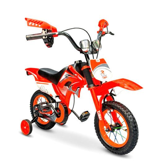 12-Inch Sporty Motorcycle-Style Bicycle for Ages 2-4 Years Orange