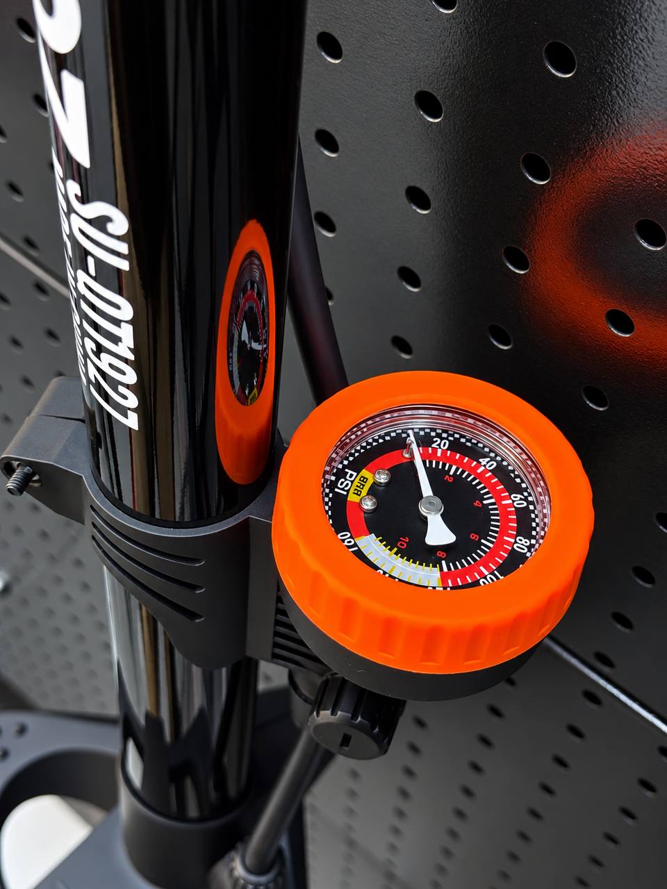 Large bicycle pump with a gauge
