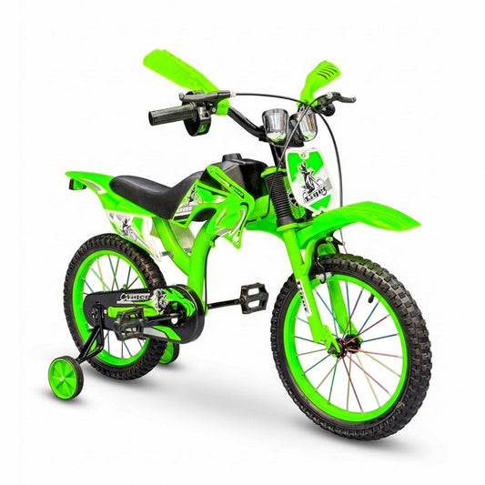 16-Inch Sporty Motorcycle-Style Bicycle for Ages 4-6 Years GREEN