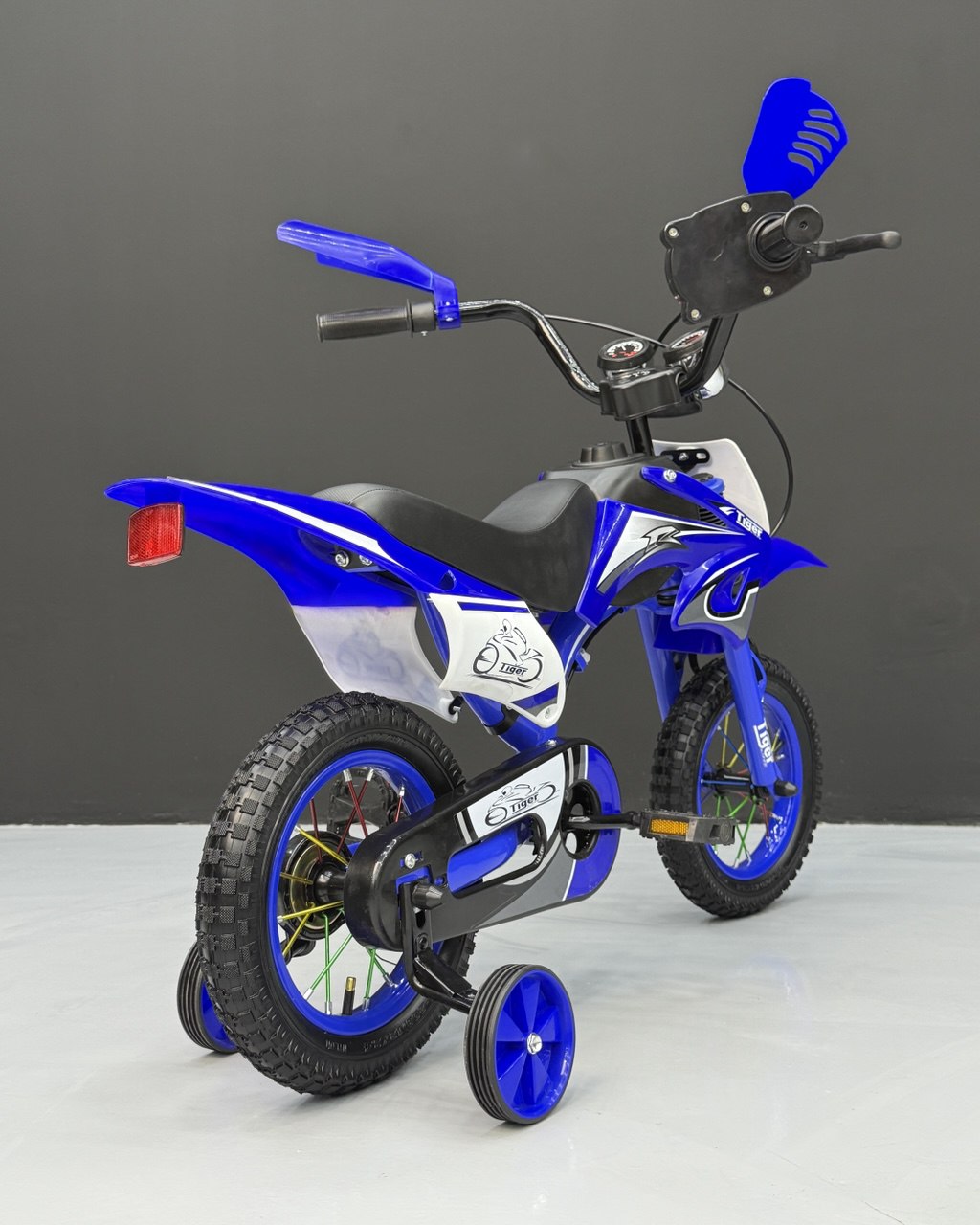 12-Inch Sporty Motorcycle-Style Bicycle for Ages 2-4 Years Blue