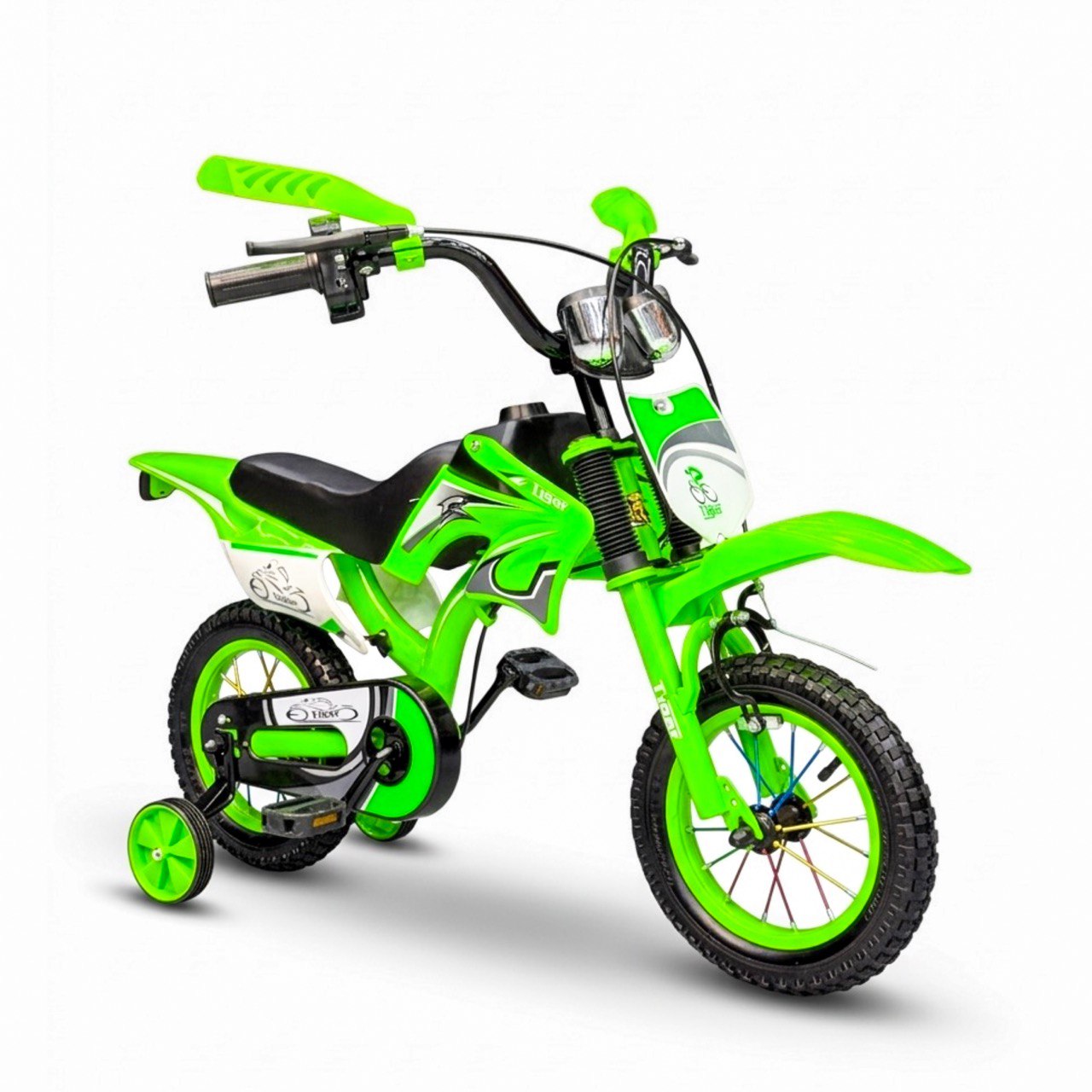 12-Inch Sporty Motorcycle-Style Bicycle for Ages 2-4 Years Green