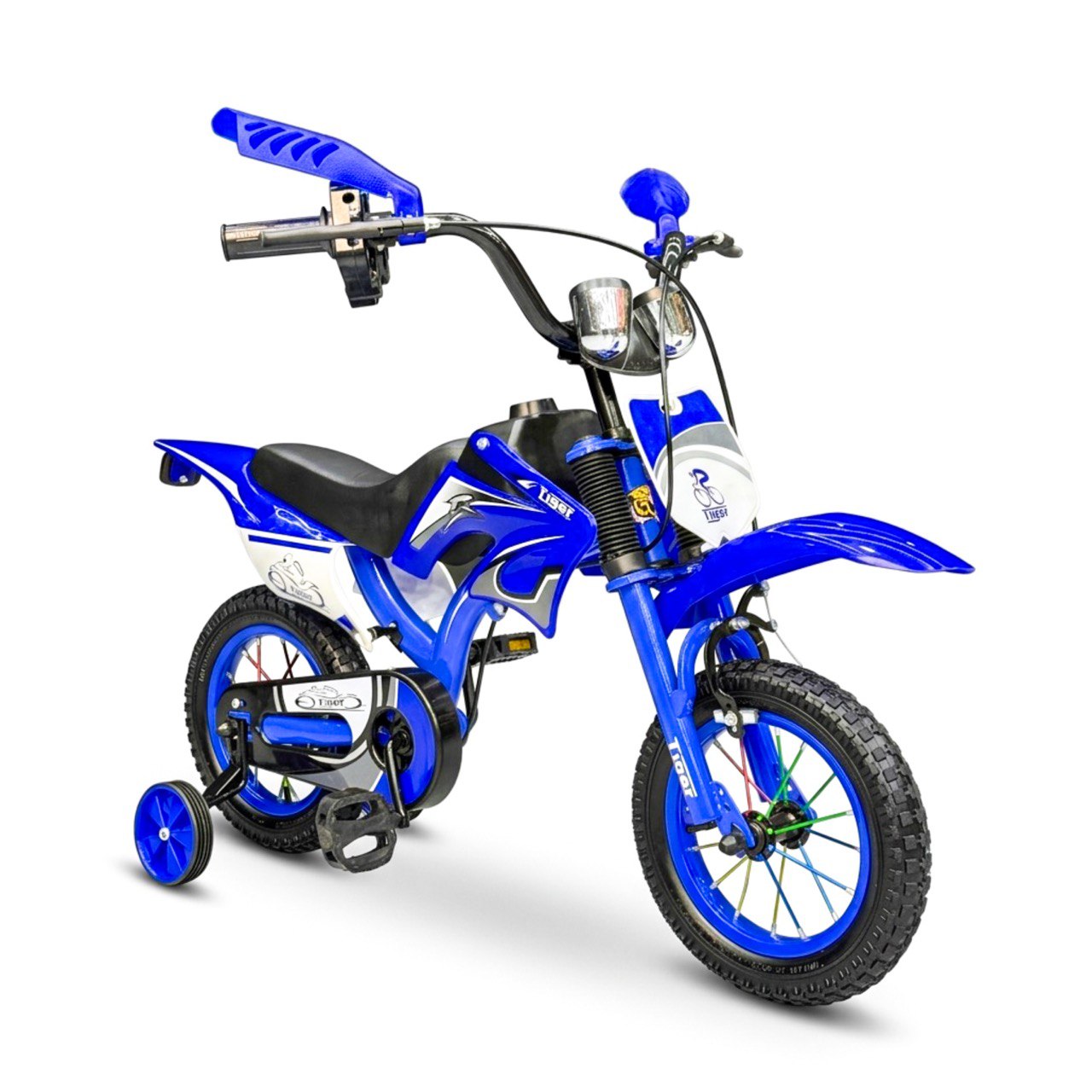 12-Inch Sporty Motorcycle-Style Bicycle for Ages 2-4 Years Blue