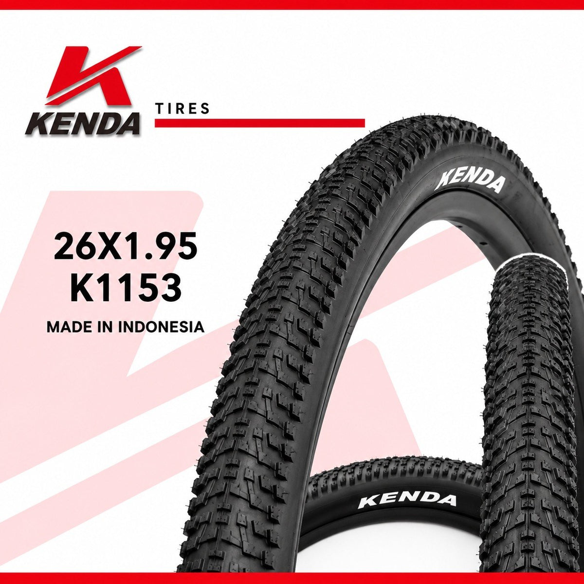 إطار دراجة جبلية (MTB) من كيندا (KENDA) طراز APTOR K1153 مقاس 26×1.95 - أصلي - صنع في إندونيسيا
