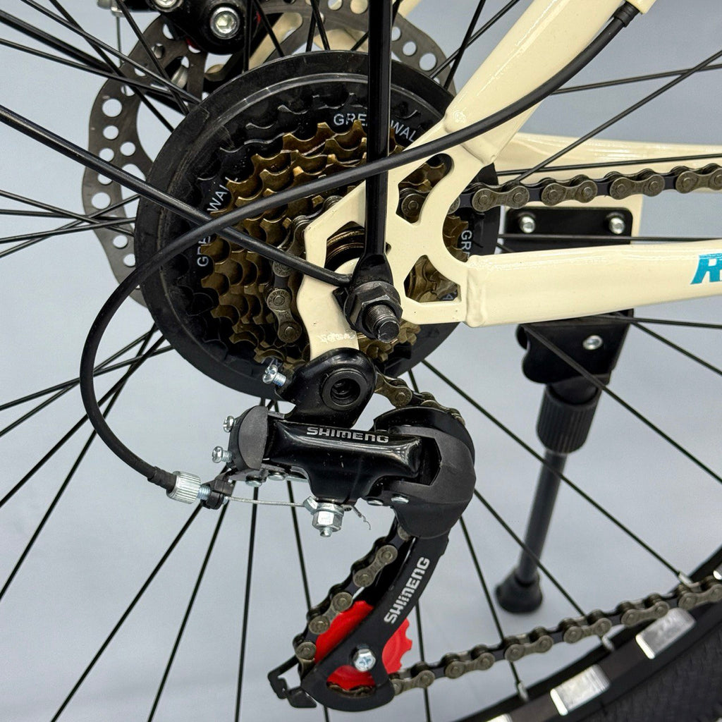 Race Rocket 26" Mountain & City Bike – 21 Speeds, Front Suspension, Disc Brakes – White & Pink (Fits 150cm to 180cm)