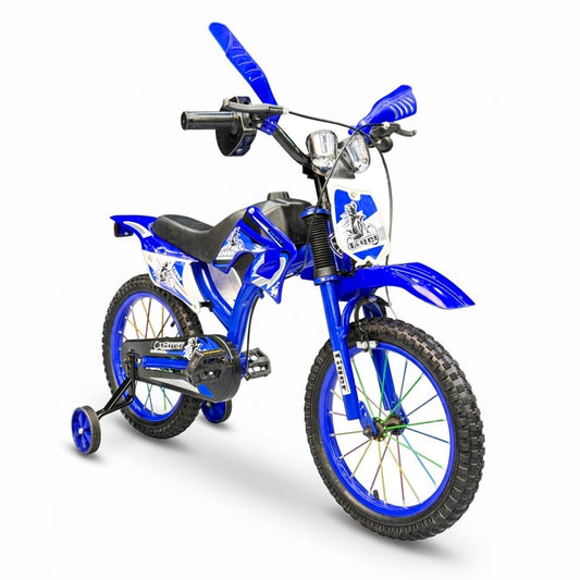 16-Inch Sporty Motorcycle-Style Bicycle for Ages 4-6 Years Blue