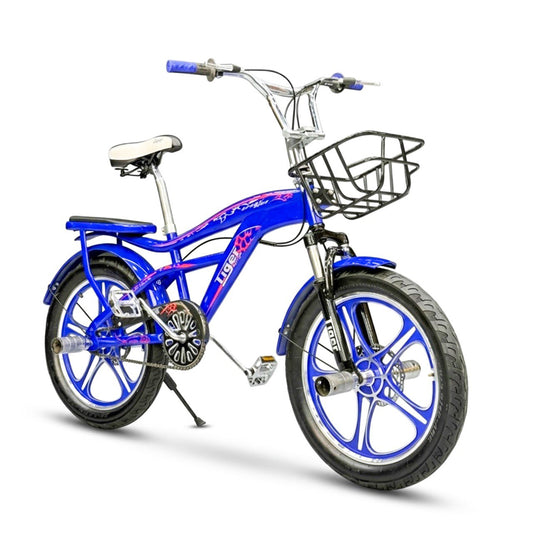 BMX Bike 20” – Strong Frame – Sport Rims – Front Basket – Rear Seat – Wide Tires Blue