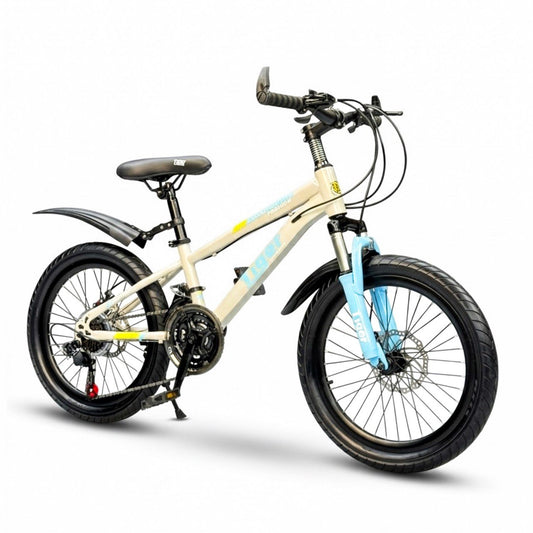 Kids Mountain Bike 20 Inch – 21 Speed – Disc Brakes – Front Suspension – 3.00 Wide Tires – Suitable for Ages 6-12 Silver
