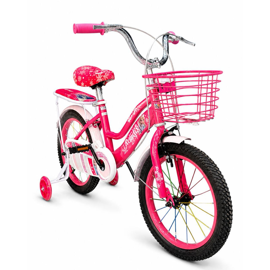 16-Inch Girls’ Bicycle for Ages 4–7, High-Quality Kids Bike with Front Basket, Rear Seat, Light-Up Training Wheels, Comfortable Quick-Release Seat & Durable Tires